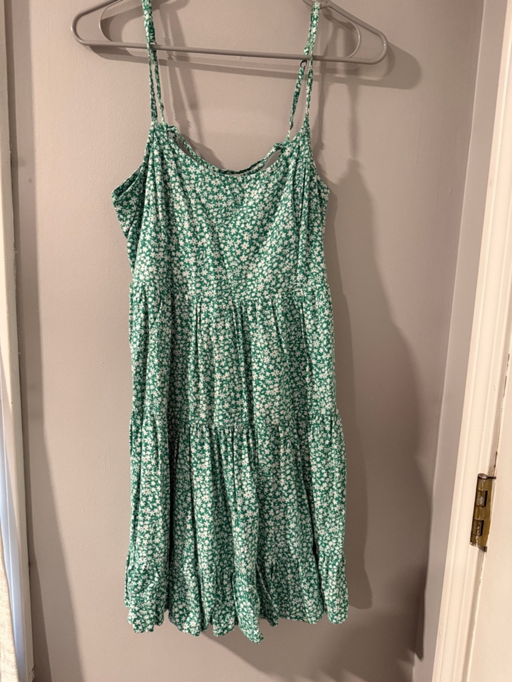 Hollister Green Floral Tiered Sundress